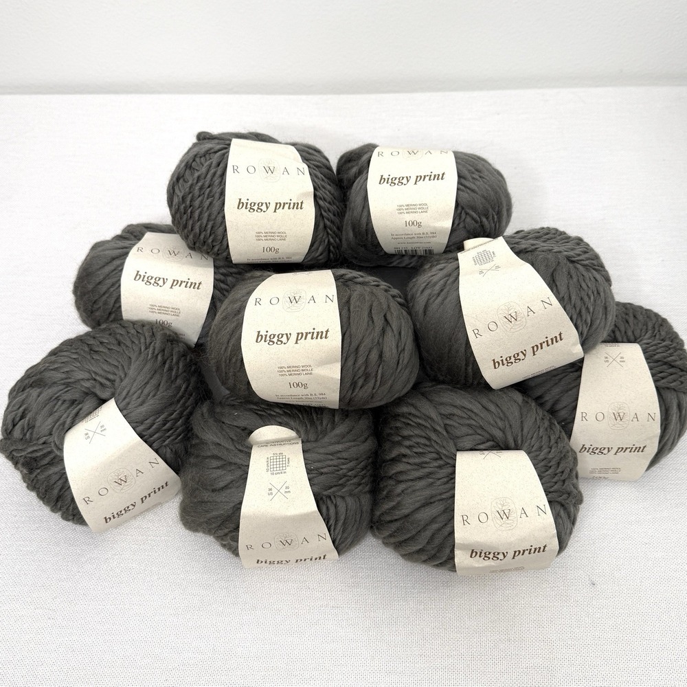 Rowan Biggy Yarn Merino Wool Ball Skeins 100g 33Yrds Lot of 9 Neutral Gray 235